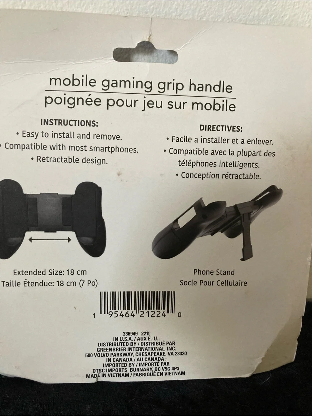 Mobile Gaming Grip Handle - Black - for Smartphone Ergonomic Design New